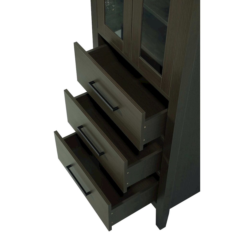 24 Inch Bath Storage Glass Cabinet in Mocha Brown