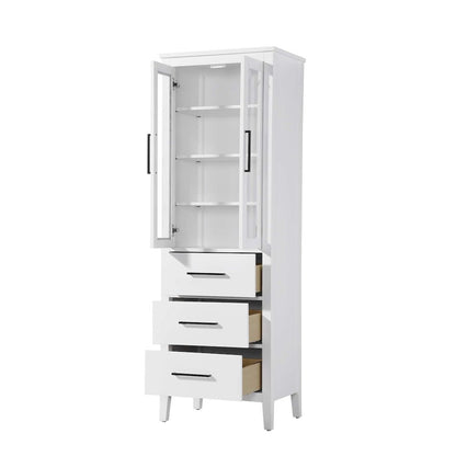 24 Inch Bath Storage Glass Cabinet in White