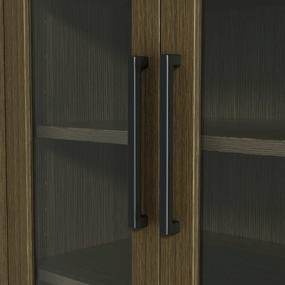 28 Inch Bath Storage Glass Cabinet in Chestnut Brown