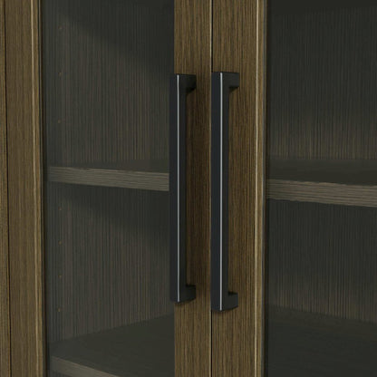 28 Inch Bath Storage Glass Cabinet in Chestnut Brown