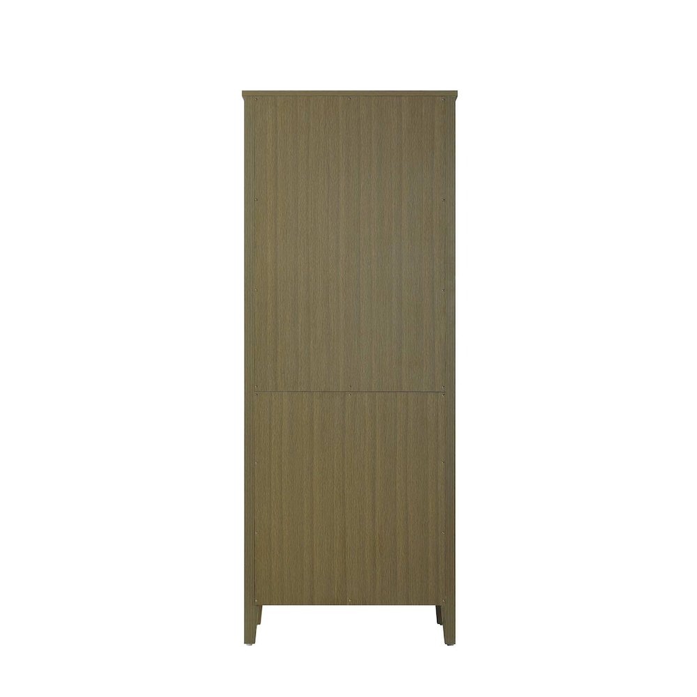 28 Inch Bath Storage Glass Cabinet in Chestnut Brown