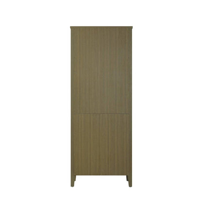 28 Inch Bath Storage Glass Cabinet in Chestnut Brown