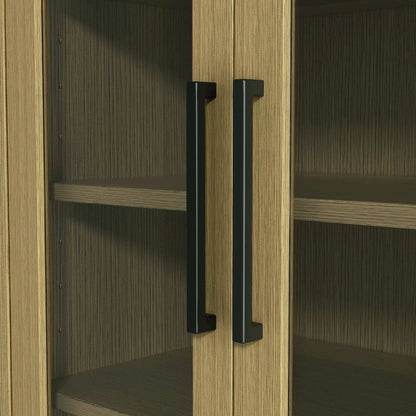 28 Inch Bath Storage Glass Cabinet in Honey Brown