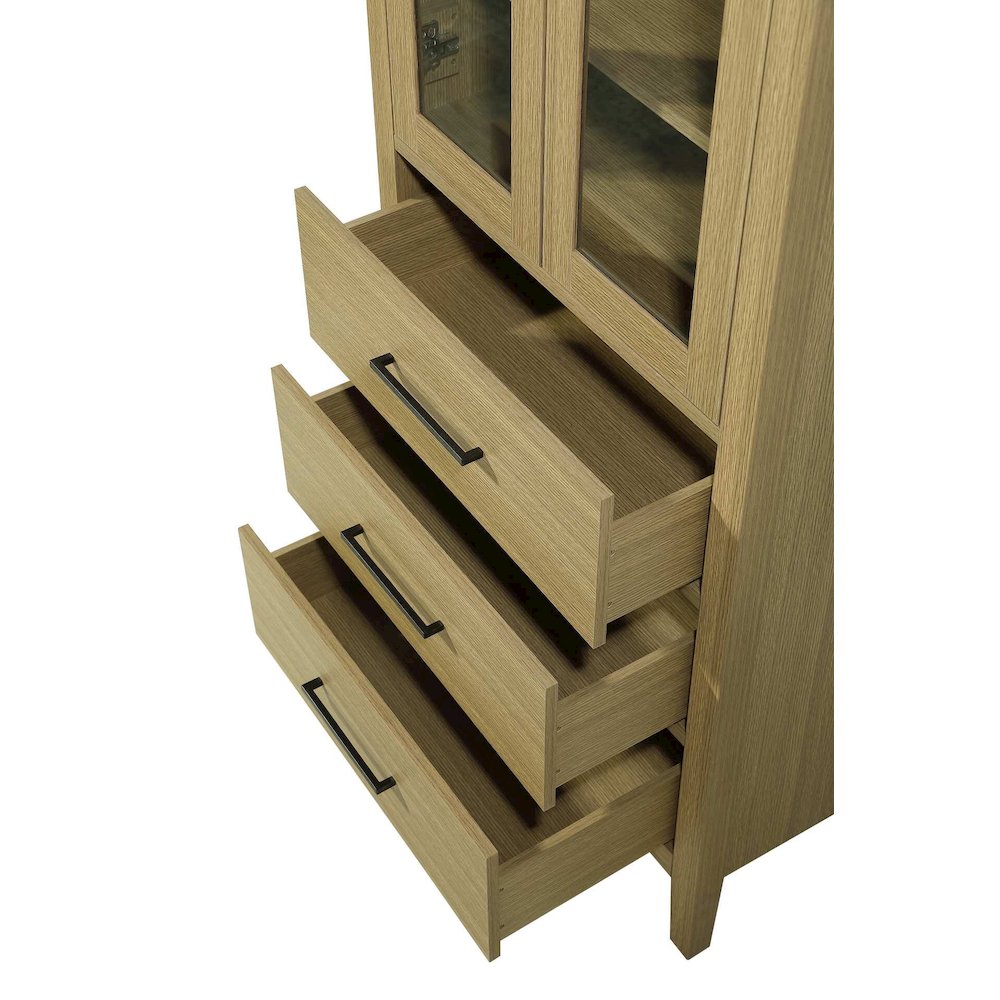 28 Inch Bath Storage Glass Cabinet in Honey Brown