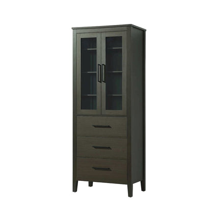 28 Inch Bath Storage Glass Cabinet in Mocha Brown
