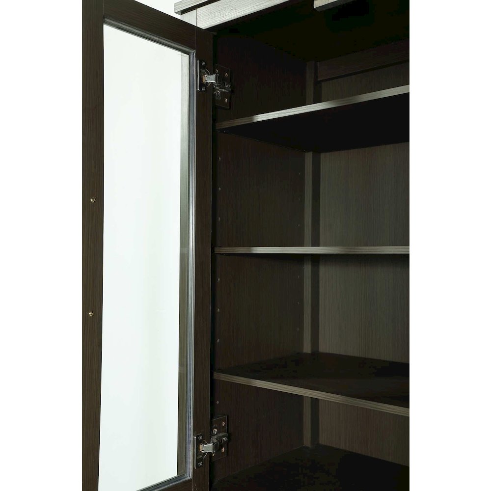 28 Inch Bath Storage Glass Cabinet in Mocha Brown
