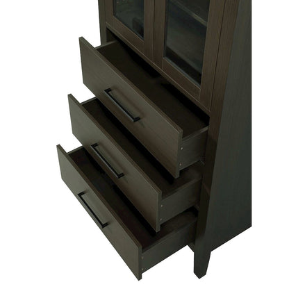 28 Inch Bath Storage Glass Cabinet in Mocha Brown