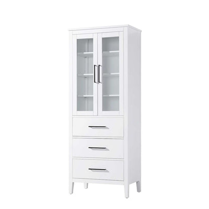 28 Inch Bath Storage Glass Cabinet in White