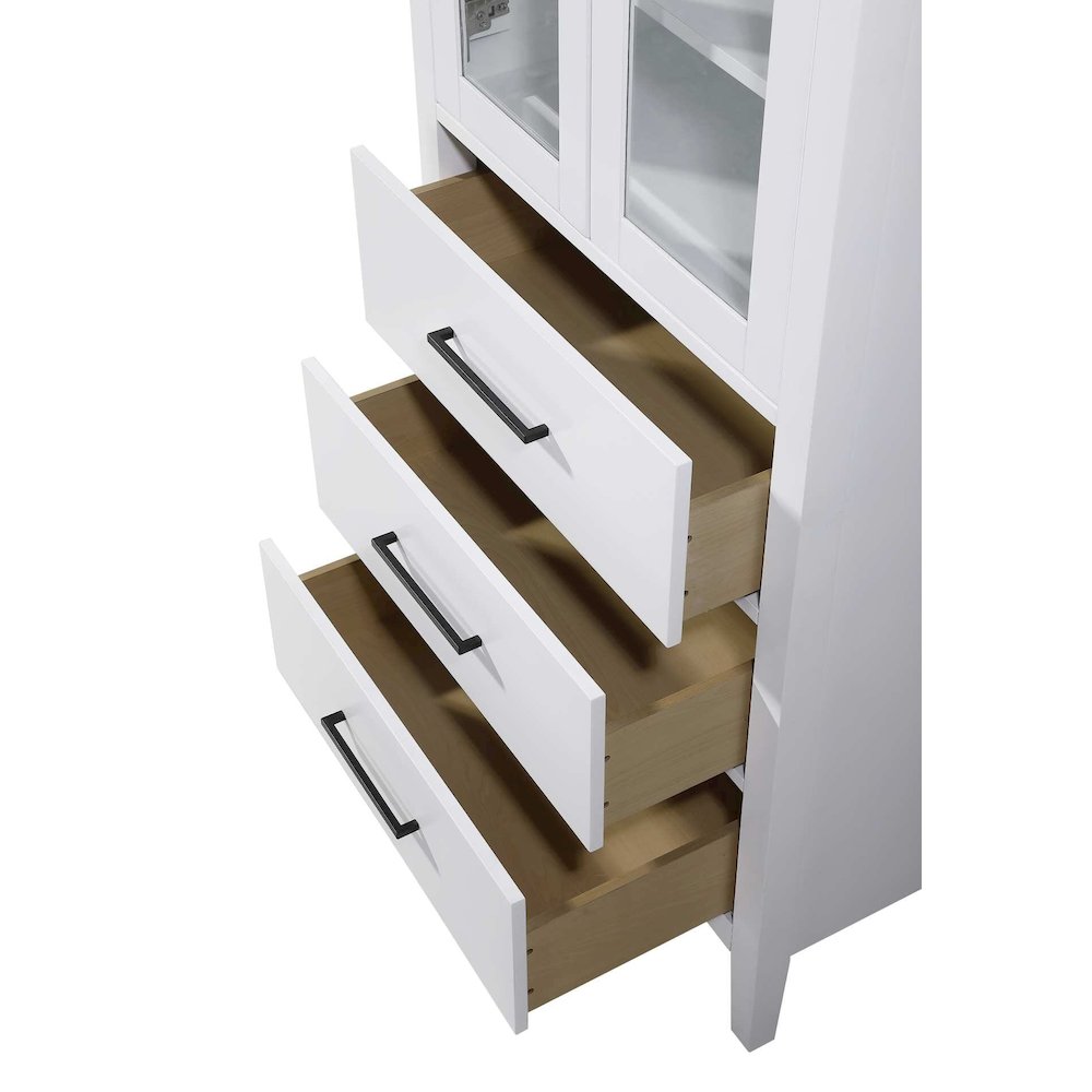 28 Inch Bath Storage Glass Cabinet in White