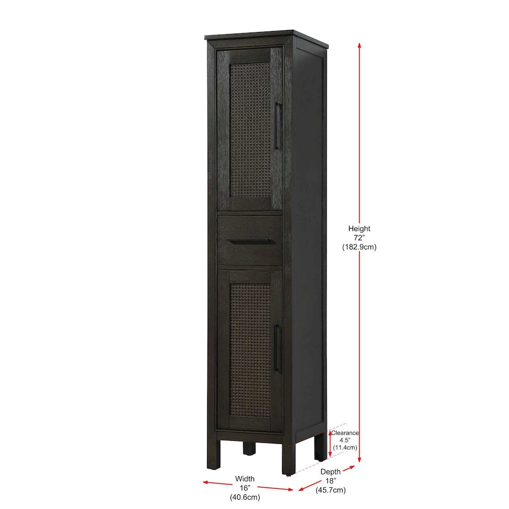 16 Inch Bath Storage Cabinet in Chocolate Oak