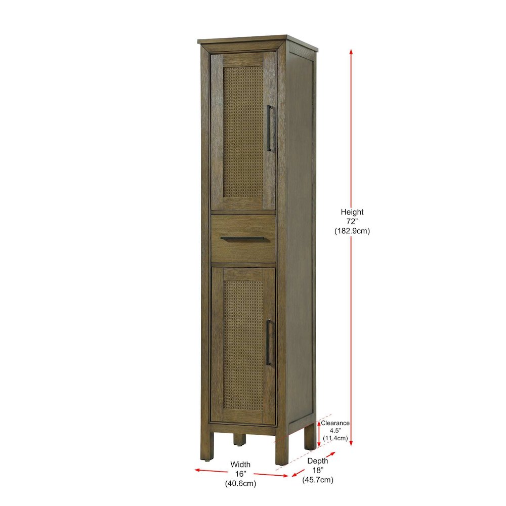 16 Inch Bath Storage Cabinet in Hazel Oak