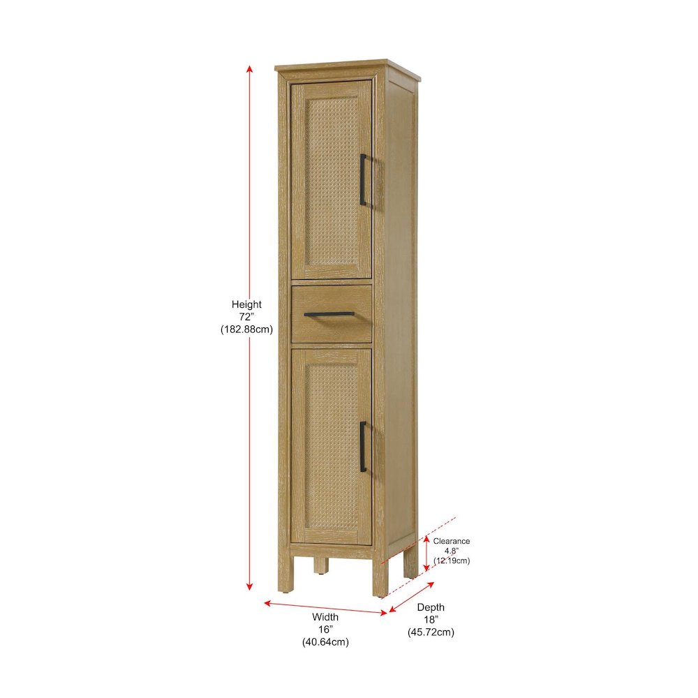 16 Inch Bath Storage Cabinet in Linen Oak