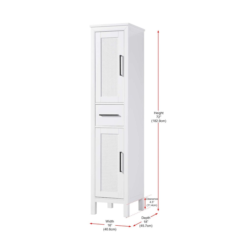 16 Inch Bath Storage Cabinet in White