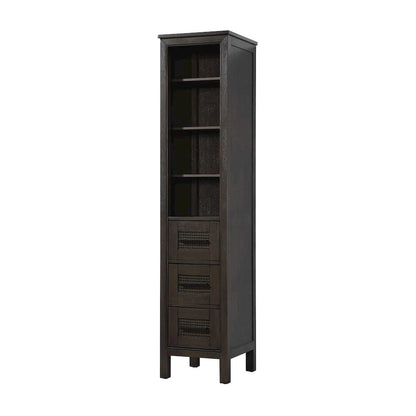 16 Inch Open Shelving Bath Storage Cabinet in Chocolate Oak