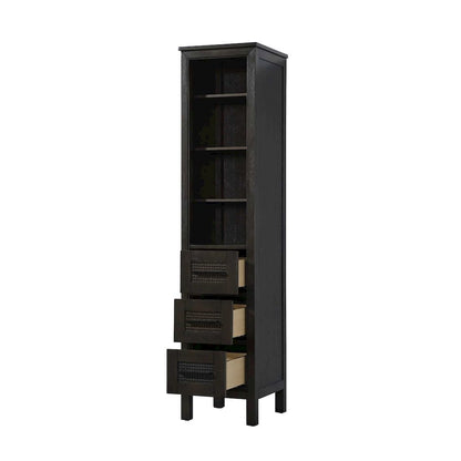 16 Inch Open Shelving Bath Storage Cabinet in Chocolate Oak