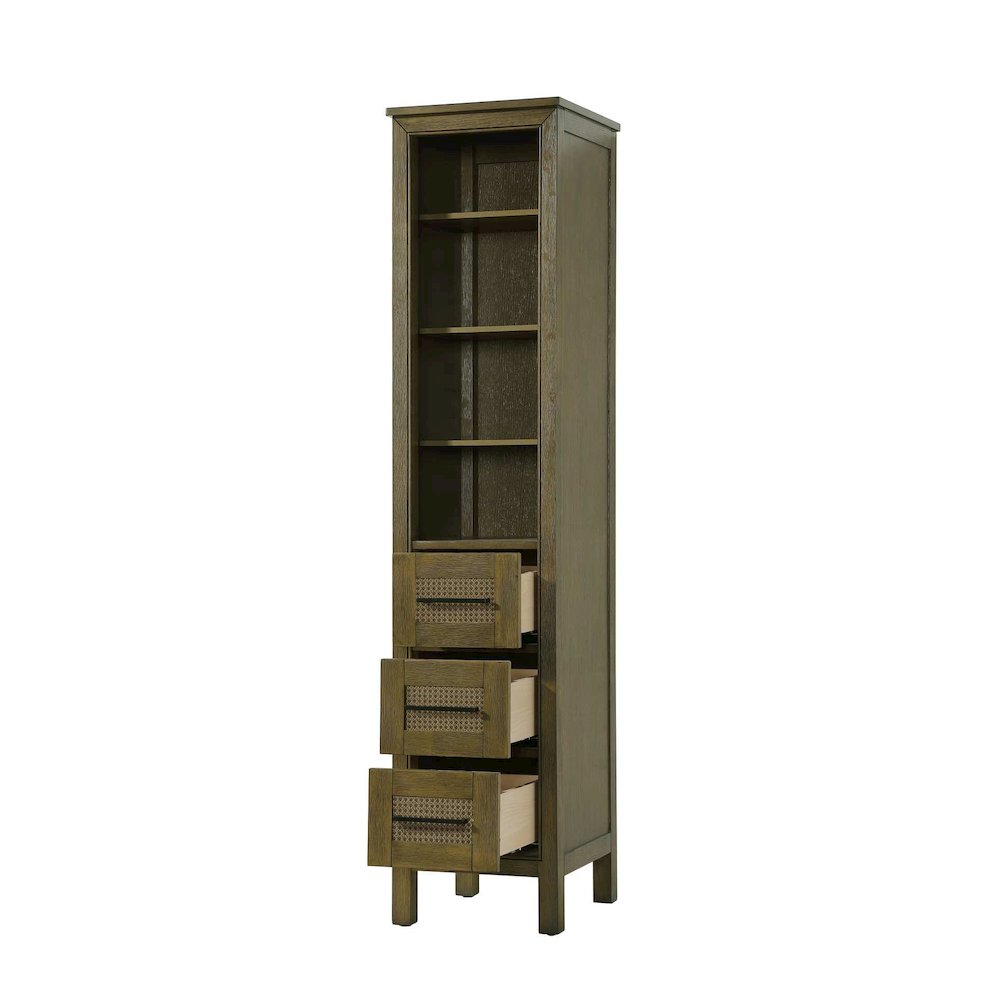 16 Inch Open Shelving Bath Storage Cabinet in Hazel Oak