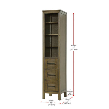 16 Inch Open Shelving Bath Storage Cabinet in Hazel Oak