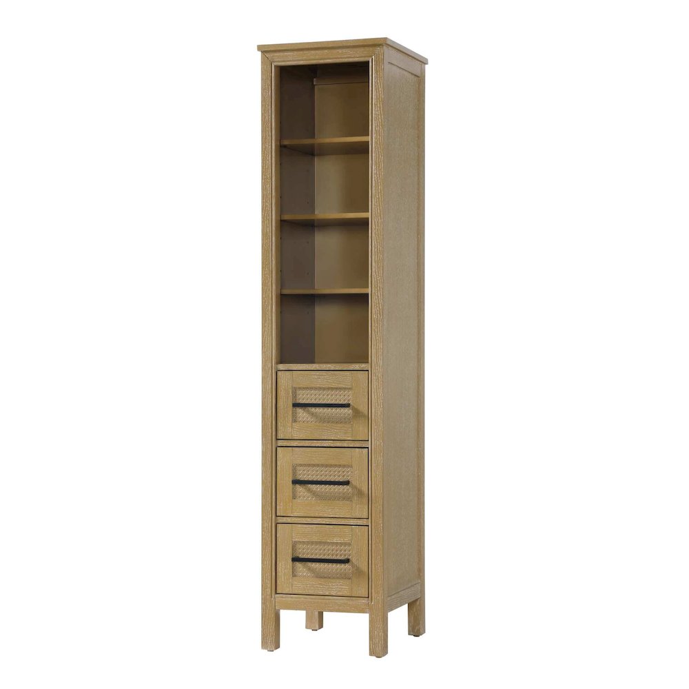 16 Inch Open Shelving Bath Storage Cabinet in Linen Oak