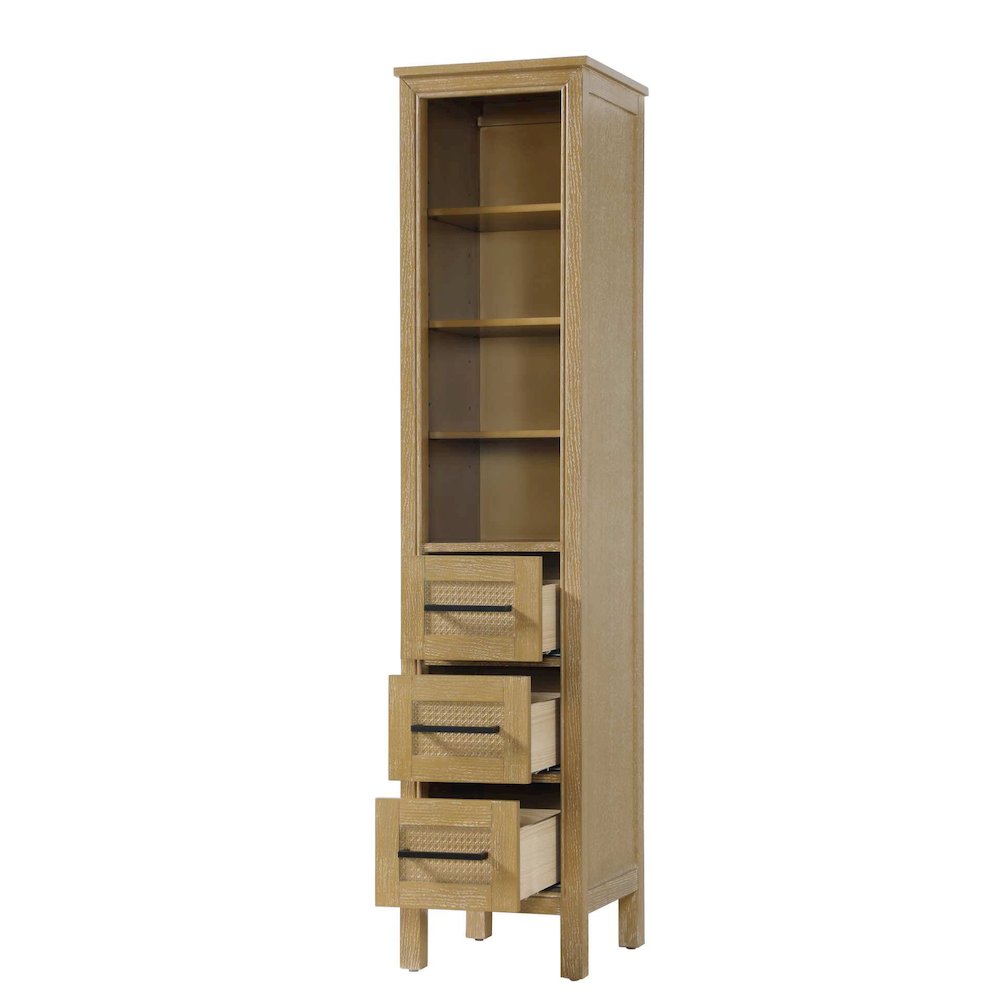 16 Inch Open Shelving Bath Storage Cabinet in Linen Oak