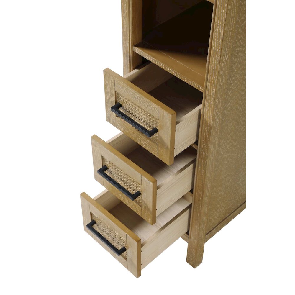 16 Inch Open Shelving Bath Storage Cabinet in Linen Oak