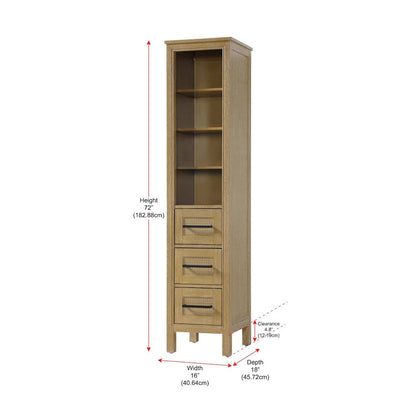 16 Inch Open Shelving Bath Storage Cabinet in Linen Oak