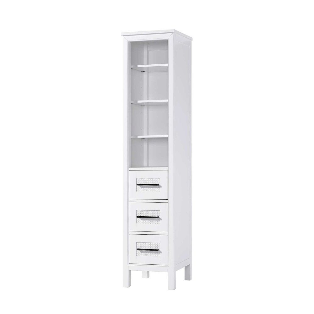 16 Inch Open Shelving Bath Storage Cabinet in White