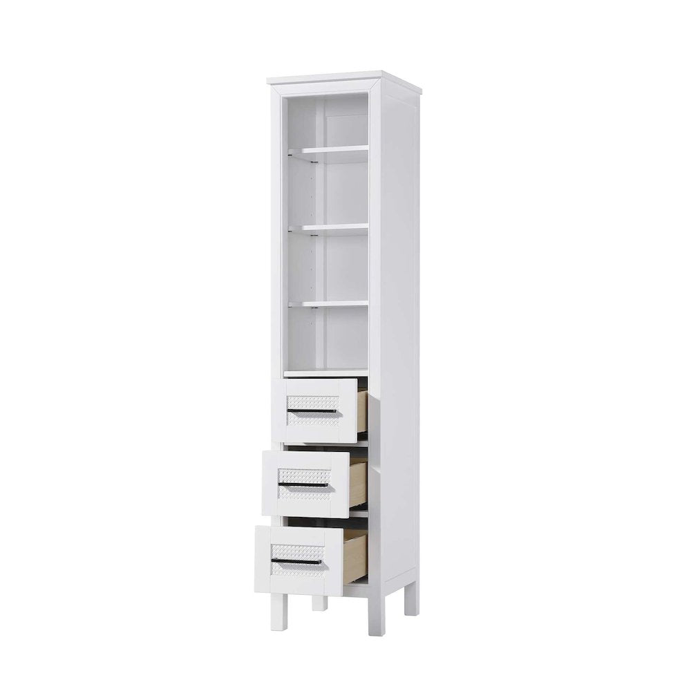 16 Inch Open Shelving Bath Storage Cabinet in White