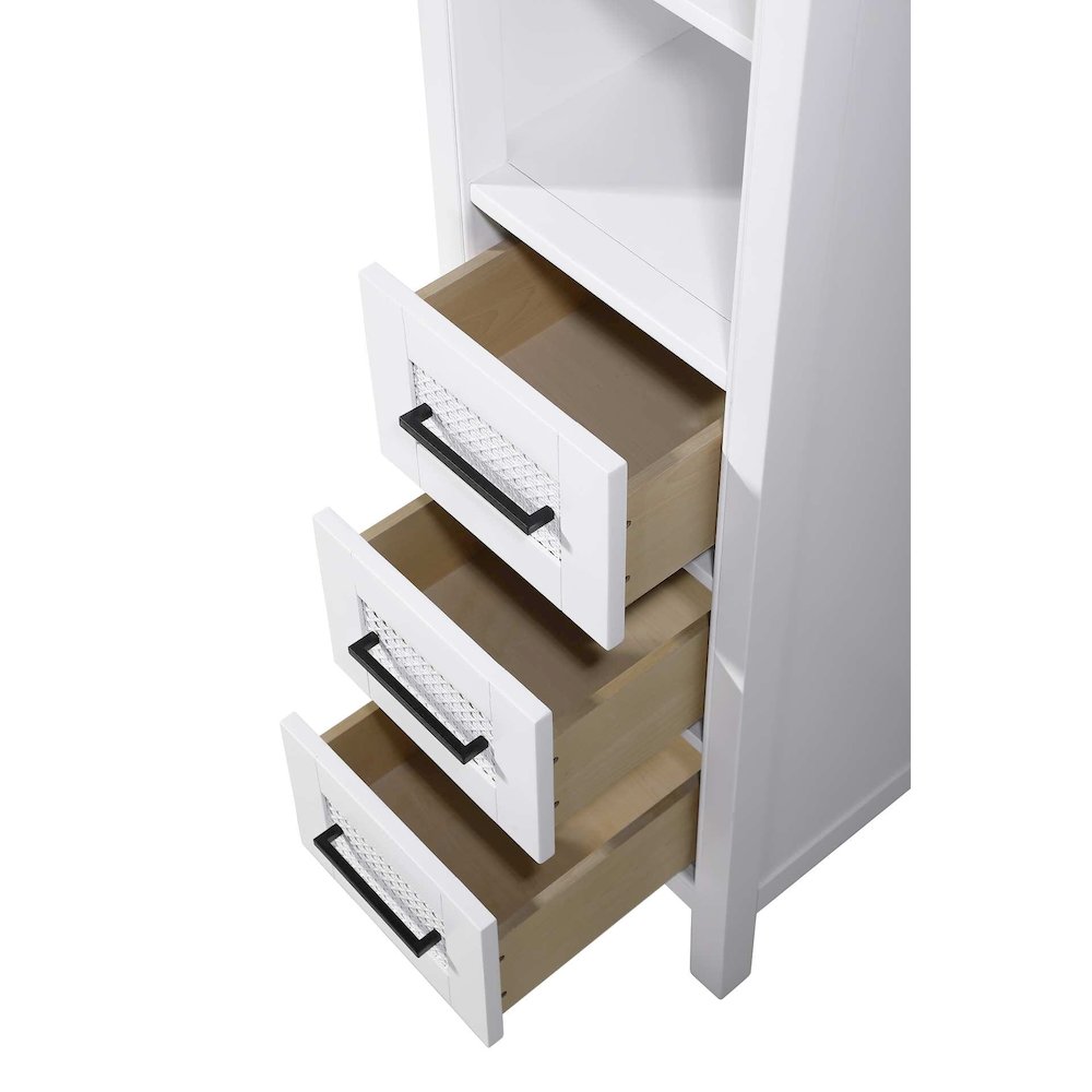 16 Inch Open Shelving Bath Storage Cabinet in White