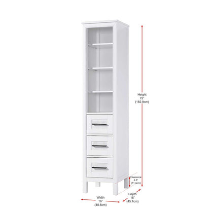 16 Inch Open Shelving Bath Storage Cabinet in White