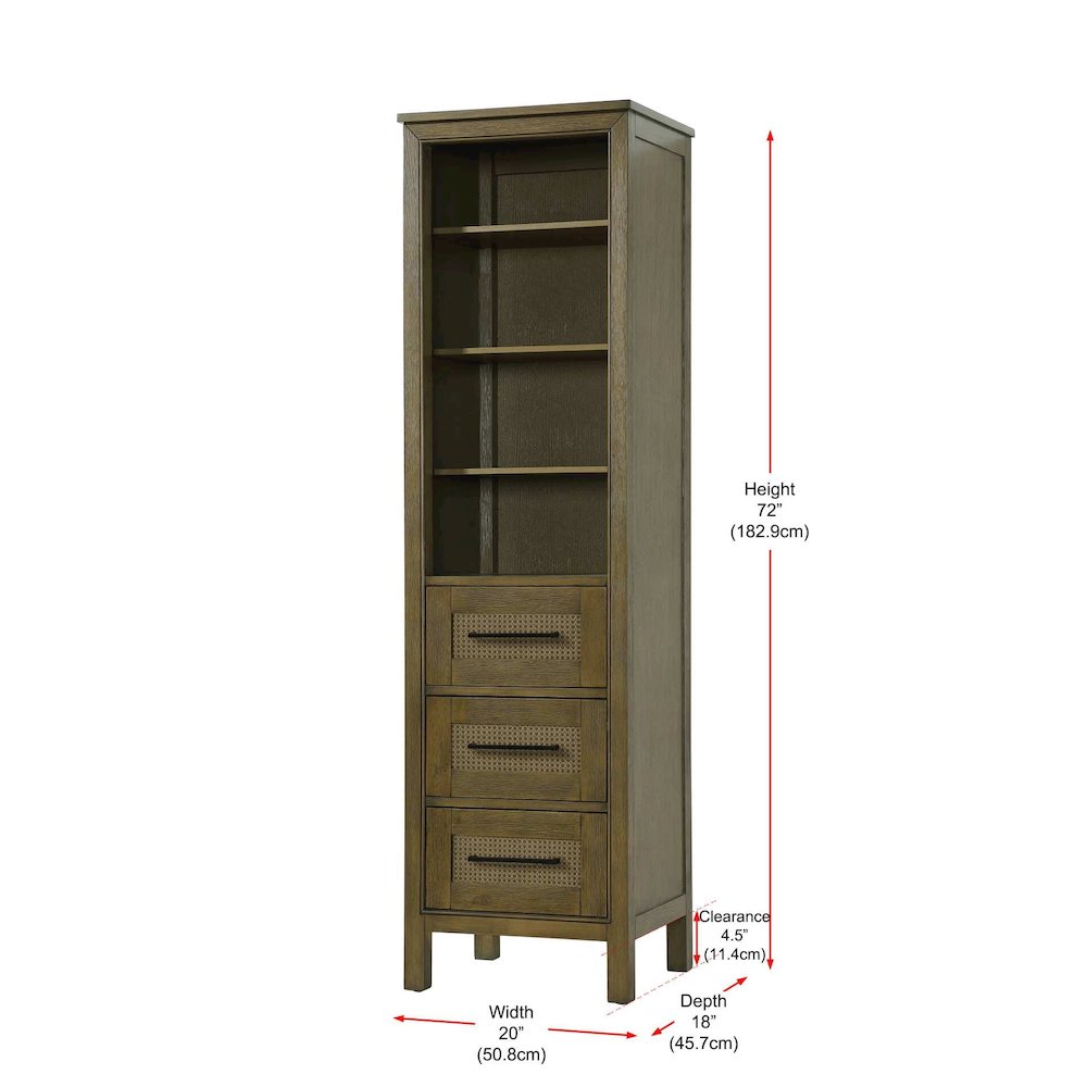 20 Inch Open Shelving Bath Storage Cabinet in Hazel Oak