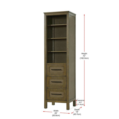 20 Inch Open Shelving Bath Storage Cabinet in Hazel Oak