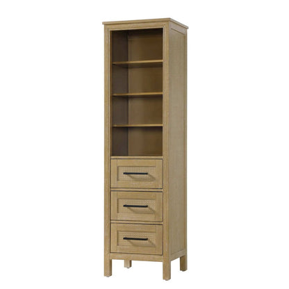 20 Inch Open Shelving Bath Storage Cabinet in Linen Oak