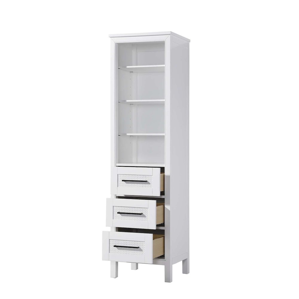 20 Inch Open Shelving Bath Storage Cabinet in White