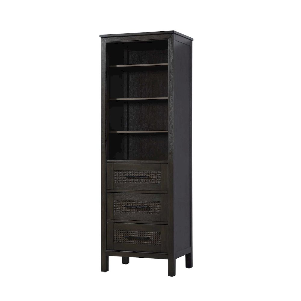 24 Inch Open Shelving Bath Storage Cabinet in Chocolate Oak