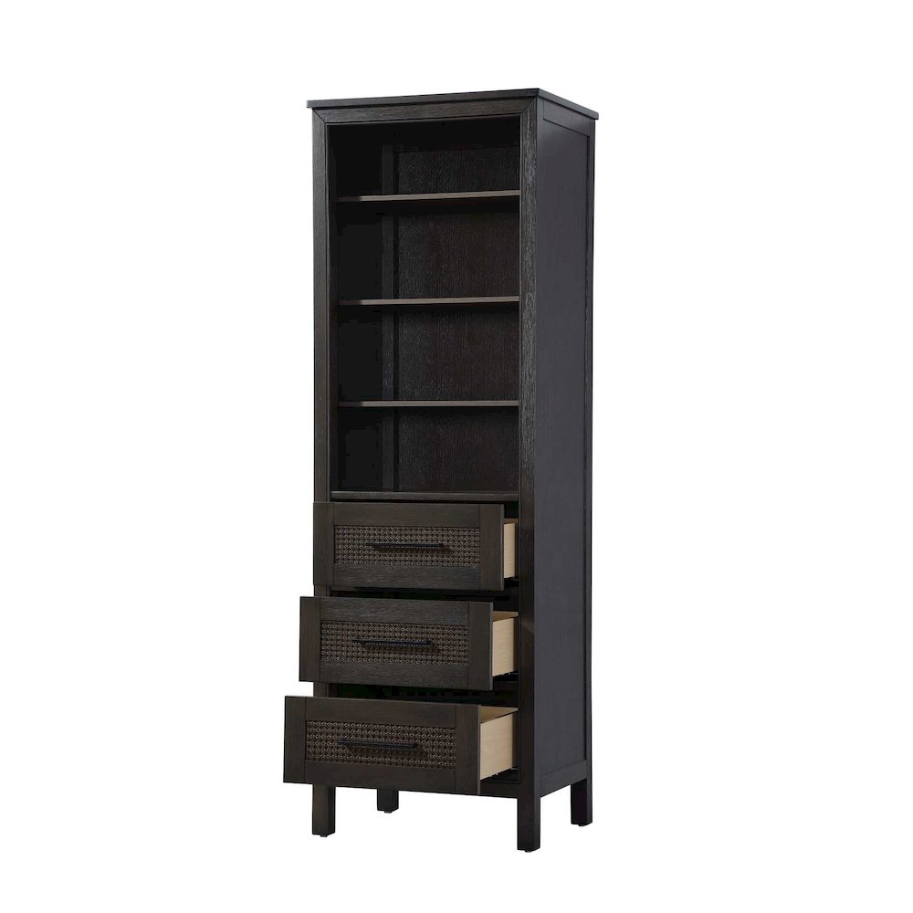 24 Inch Open Shelving Bath Storage Cabinet in Chocolate Oak