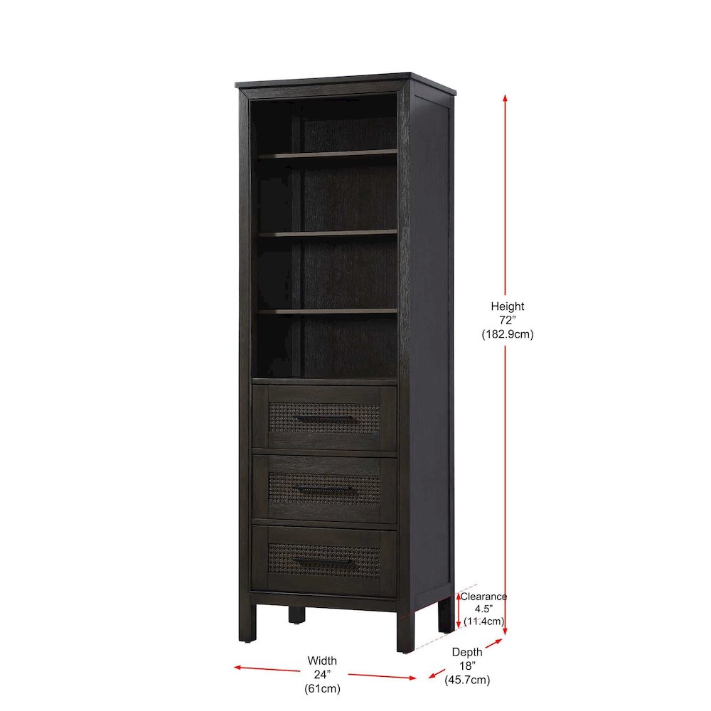 24 Inch Open Shelving Bath Storage Cabinet in Chocolate Oak