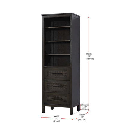 24 Inch Open Shelving Bath Storage Cabinet in Chocolate Oak