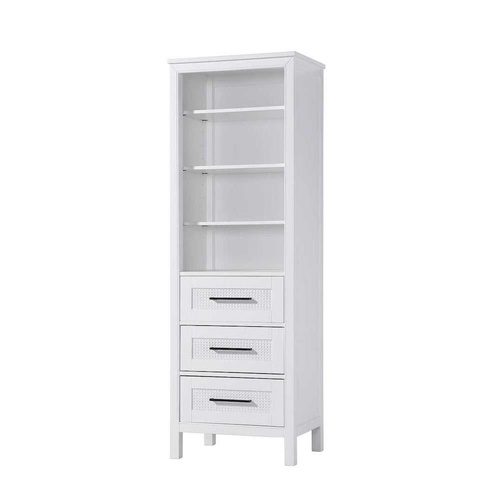 24 Inch Open Shelving Bath Storage Cabinet in White