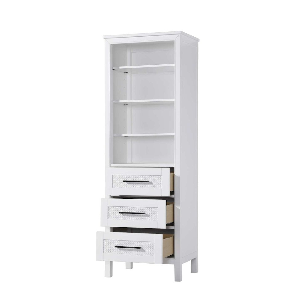 24 Inch Open Shelving Bath Storage Cabinet in White