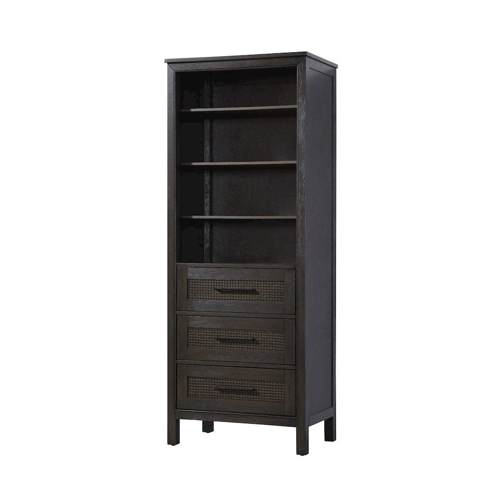 28 Inch Open Shelving Bath Storage Cabinet in Chocolate Oak