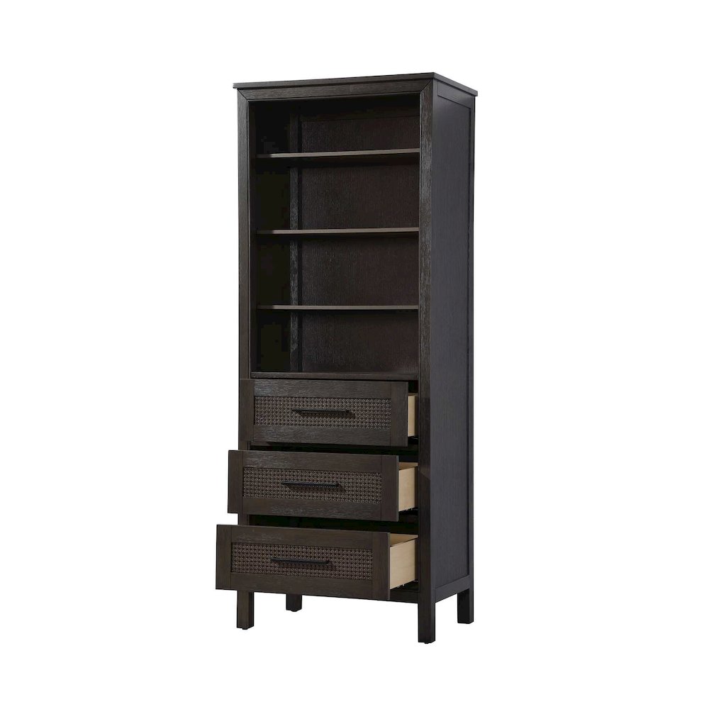 28 Inch Open Shelving Bath Storage Cabinet in Chocolate Oak