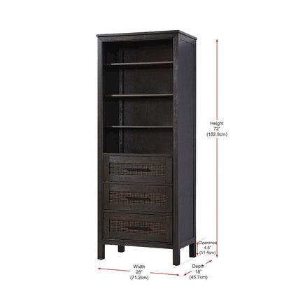 28 Inch Open Shelving Bath Storage Cabinet in Chocolate Oak