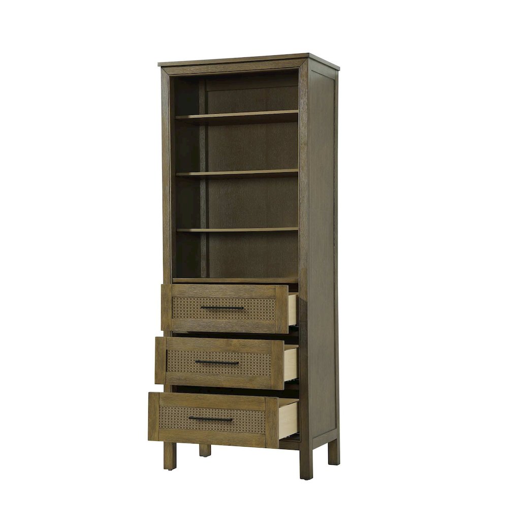 28 Inch Open Shelving Bath Storage Cabinet in Hazel Oak