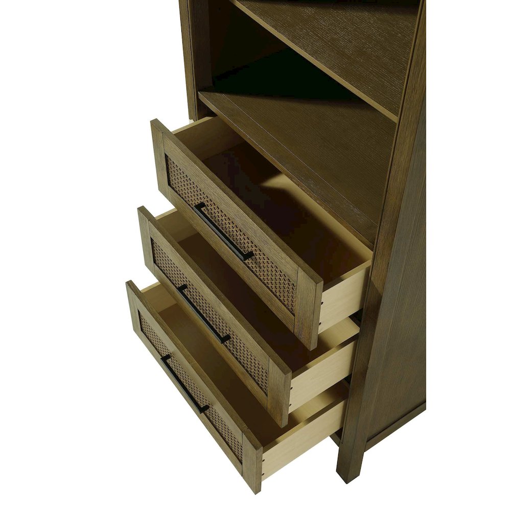 28 Inch Open Shelving Bath Storage Cabinet in Hazel Oak