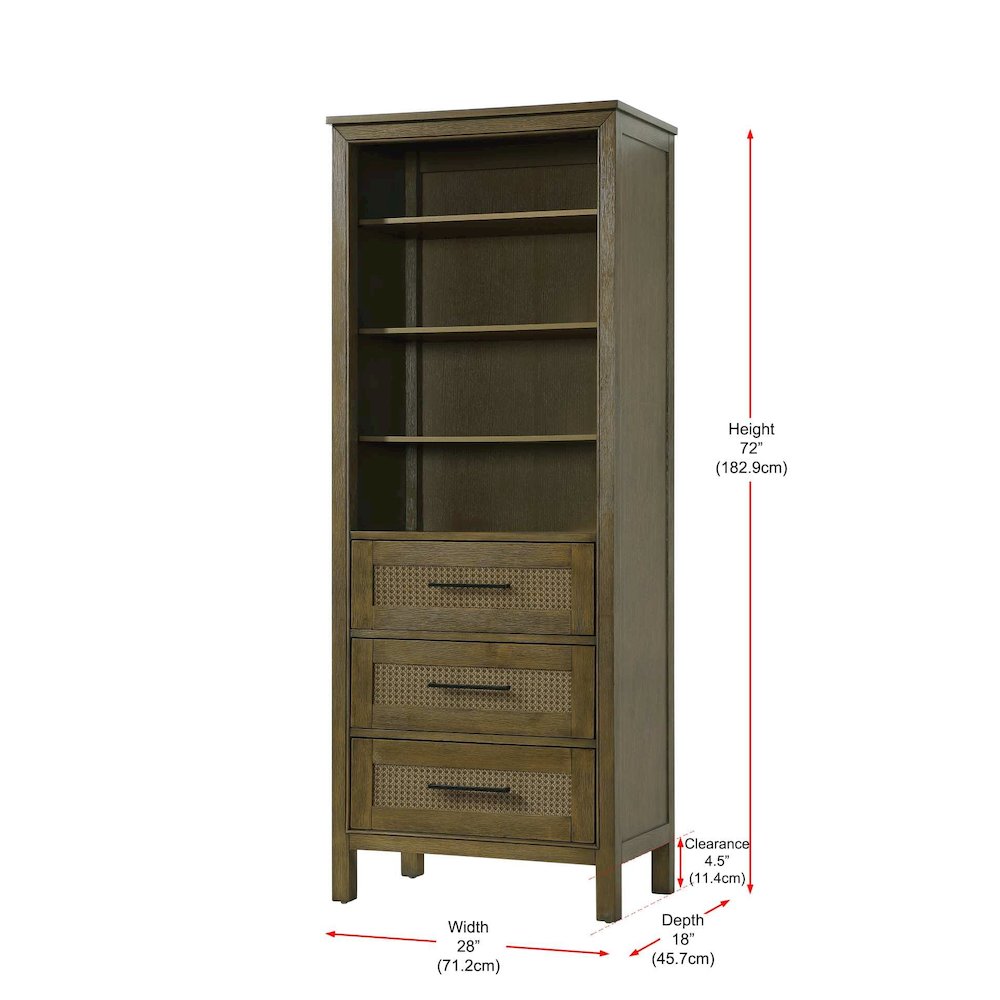 28 Inch Open Shelving Bath Storage Cabinet in Hazel Oak