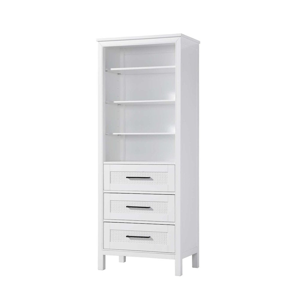 28 Inch Open Shelving Bath Storage Cabinet in White