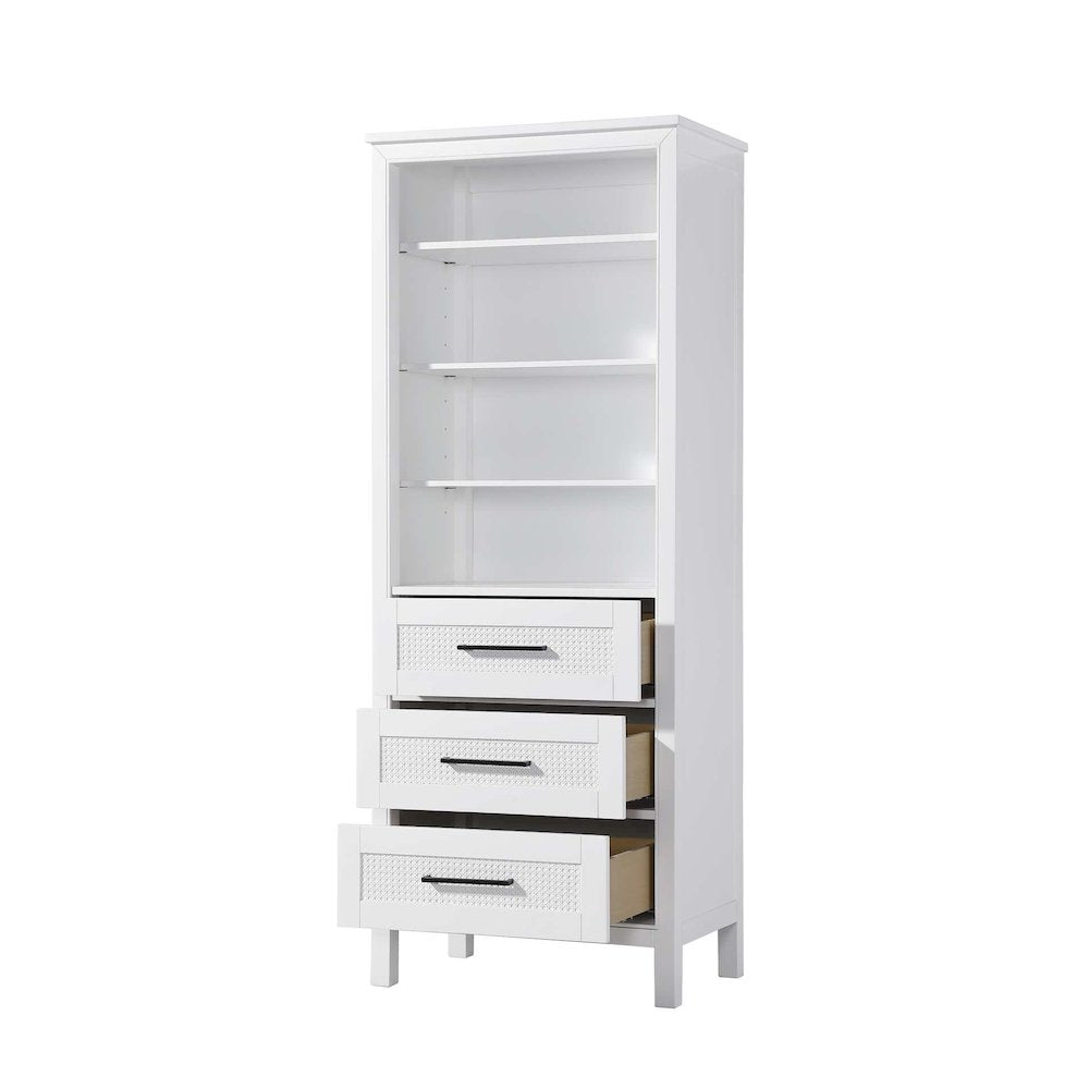 28 Inch Open Shelving Bath Storage Cabinet in White