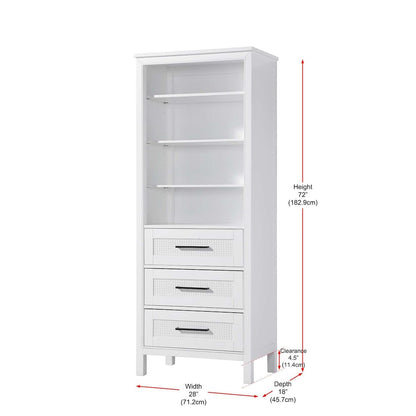 28 Inch Open Shelving Bath Storage Cabinet in White