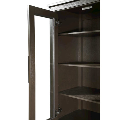 16 Inch Bath Storage Glass Cabinet in Chocolate Oak