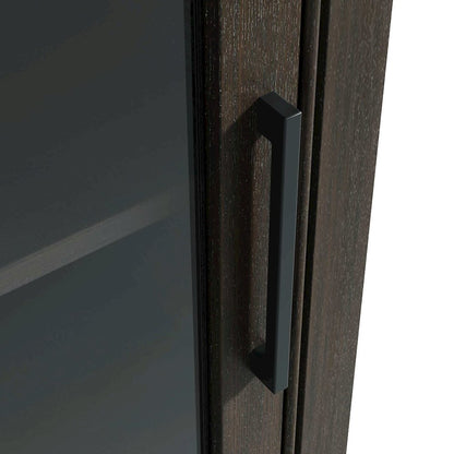 16 Inch Bath Storage Glass Cabinet in Chocolate Oak